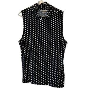 Cute Black/White Polka Dot Sleevless Mock-Neck Top from Jillian & Nicole - XL